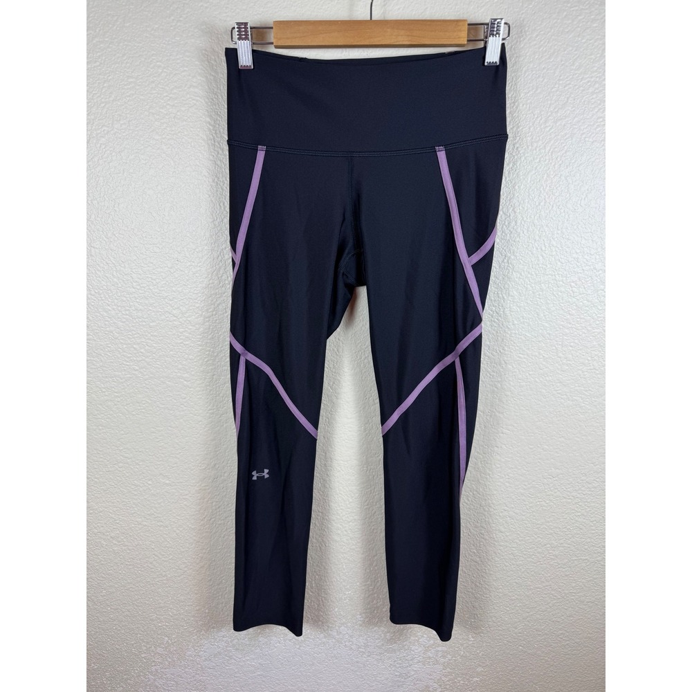 Under Armour Leggings Women Size‎ Medium HeatGear Compression Black Purple